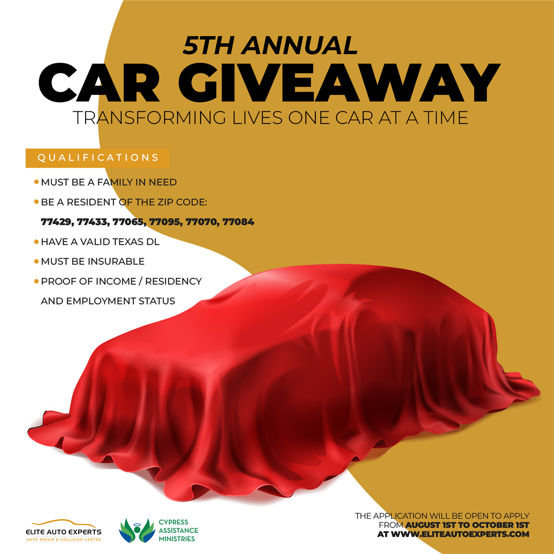 5th Annual Car Giveaway: Transforming lives one Car at a Time
